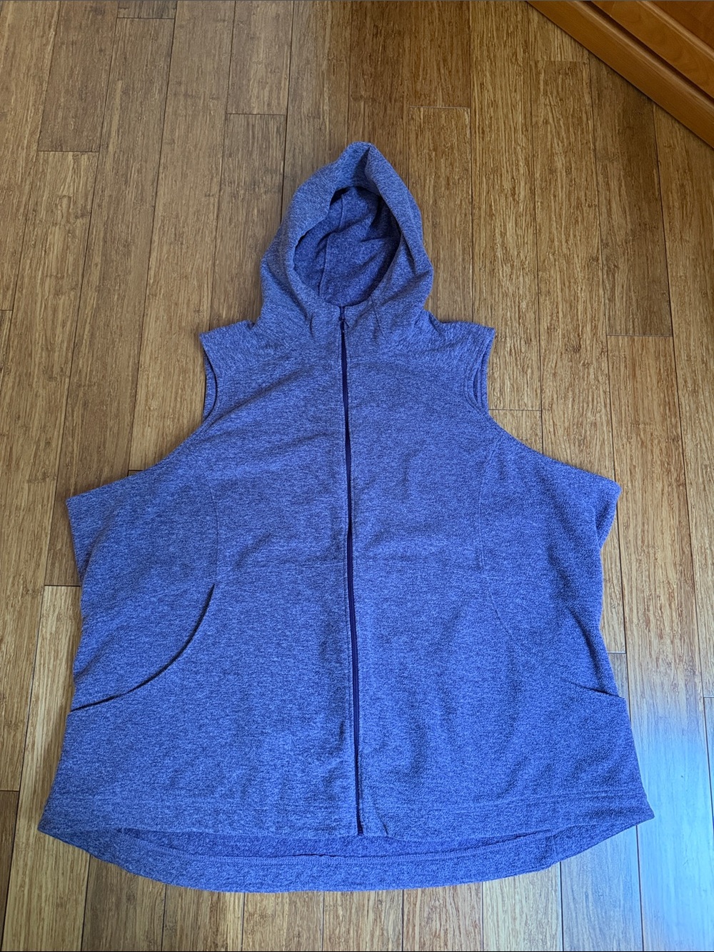 Duluth Trading Co Purple Heathered Fleece Sleeveless Hooded Vest
